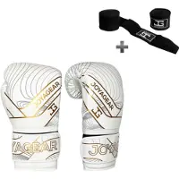 Joya Essential Bokshandschoenen - 16 oz – Wit/Goud – Kickboksen & Boksen – Synthetisch Leer – Meerlaagse Padding – Fight Gear