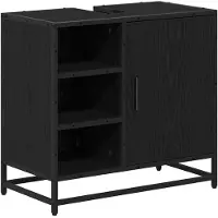 vidaXL Badkamerkast Zwart Eiken 65 x 33 x 60 cm Bewerkt hout
