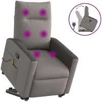 vidaXL Sta-op-massagestoel verstelbaar stof taupe