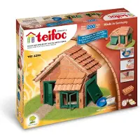 Teifoc Bouwdoos – Huis met Dakpannen – 200 onderdelen – Echte mini Bakstenen met Cement, Kom en Troffel – Bouwpakket voor kinderen vanaf 6 jaar