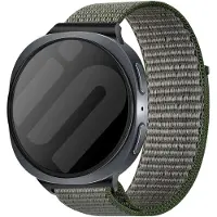 Strap-it Stoffen nylon bandje met klittenbandsluiting geschikt voor Samsung Galaxy Watch 9 (40/44mm) / Watch 8 (40/44mm) / 8 Classic (46mm) - olijfgroen