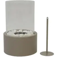 House Vitamin Table burner round metal/glass taupe 18x18x26,5cm