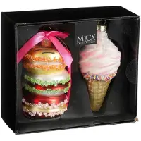 Mica Decorations Dessert kerst ornament | | Set van 2 (Glas)