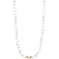 Ti sento Dames Ketting - 925 zilver - Parel met geel verguld - Maat 42 - 34112YP