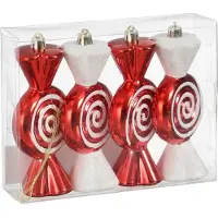 Usorteret Kersthanger snoep | onbreekbaar | rood/wit | set van 4 | 4,5cm