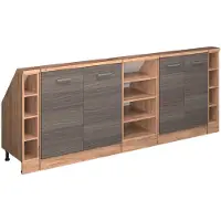 Vicco R-Line Keukenkast voor schuine wand – 210 cm Set van 5 Edel grijs/gouden eik