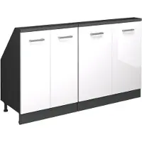 Vicco Keukenkast voor schuine wand R-Line Wit Hoogglans 140 cm Set van 2, Model 58142