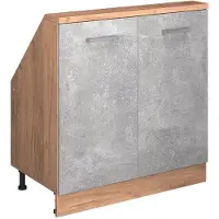 Vicco R-Line Keukenkast voor schuine wand – 80 cm met 2 deuren Beton/gouden eik