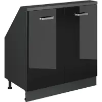 Vicco R-Line Keukenkast voor schuine wand – 80 cm met 2 deuren Hoogglans zwart/antraciet