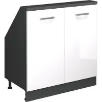 Vicco R-Line Keukenkast voor schuine wand – 80 cm met 2 deuren Wit hoogglans/antraciet