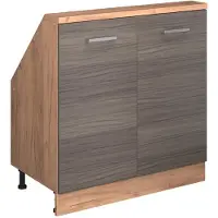 Vicco R-Line Keukenkast voor schuine wand – 80 cm met 2 deuren Edel grijs/gouden eik