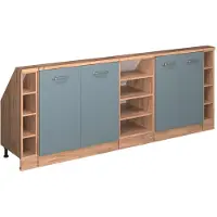 Vicco R-Line Keukenkast voor schuine wand – 210 cm Set van 5 Blauw-grijs/gouden eik