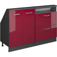 Vicco R-Line Keukenkast voor schuine wand – 140 cm Set van 2 Rood hoogglans/antraciet
