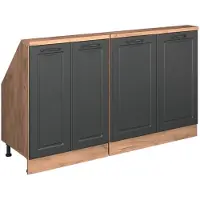 Vicco R-Line Keukenkast voor schuine wand – 140 cm Set van 2 Antraciet Landhuis/Goud Kraft Eik