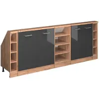 Vicco R-Line Keukenkast voor schuine wand – 210 cm Set van 5 Antraciet hoogglans/goud eiken