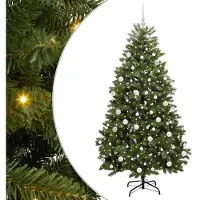 vidaXL Kunstkerstboom 180 cm 300 LED's Warmwit PVC en Staal Groen