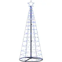 vidaXL LED kerstboom met 390 LED met grondpennen Blauw 250 cm IJzer