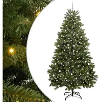 vidaXL Kunstkerstboom 300 cm 300 LED's Warmwit PVC en Staal Groen