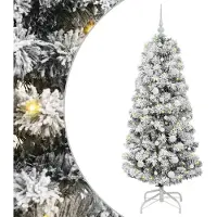 vidaXL - Kunstmatige - Hinged - Kerstboom - 150 - LED's - Groen - en - Wit - 150 - cm