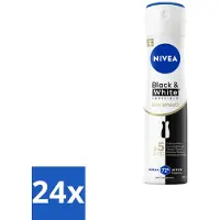 Nivea 24 x Deodorant Spray Black & White Silky Smooth 150 ml - Anti-vlekken - 72 Uur Bescherming - Deodorant Spray - Zwart-wit - Huidverzorging