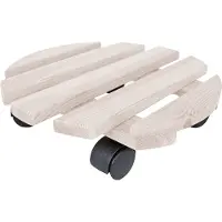 SUSTANIA Plantenroller Plantentrolley Rond Wit 30x30cm voor binnen en buiten draagvermogen tot 80 kg