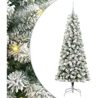 vidaXL Kunstmatige Hinged Kerstboom met 300 LED Groen en Wit 180 cm
