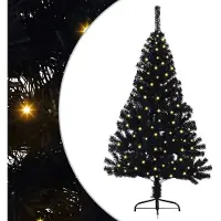 vidaXL Kunststof Voorverlichte Kerstboom met 150 LED Zwart 120 cm PVC