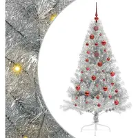 vidaXL Kunststof Voorverlichte Kerstboom met 150 LED Zilver 150 cm PET