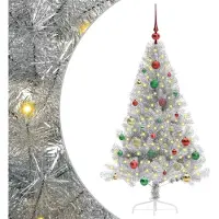 vidaXL Kunststof Voorverlichte Kerstboom met 150 LED Zilver 150 cm PET
