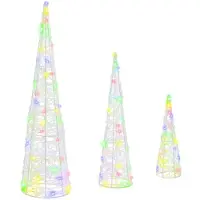vidaXL Kerstboom 3 st Multikleur 20 x 20 x 80 cm Acryl 90 LED's