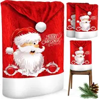 Kesser Stoelhoes voor Kerst - Premium Hoes voor eetkamer stoelen Kerstdecoratie Stoelbekleding vor Kerstmis en Feestelijke Kerstmuts Kerstversiering - Rood-Wit, Kerstman, Set van 4