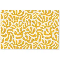 MuchoWow Deurmat 60x40 cm - Droogloopmat Koraal - Wit - Geel - Patroon - Zomer - Mat voor binnen - Schoonloopmat - Deurmatten met print - Inloopmat