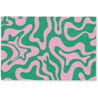 MuchoWow Deurmat 60x40 cm - Droogloopmat Abstract - Patroon - Groen - Roze - Kleurrijk - Mat voor binnen - Schoonloopmat - Deurmatten met print - Inloopmat