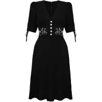 Hell Bunny - Rockabilly Midi-jurk - Winnie Dress - S tot 4XL - voor Vrouwen - zwart - Maat 3XL