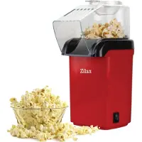 Zilan Popcornmachine Hetelucht 1200W – Popcorn Maker zonder Olie – 2L – BPA vrij – Anti-aanbak – Rood – ZLN8046