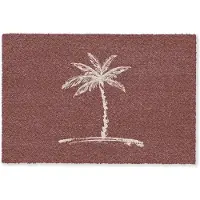 MuchoWow Deurmat 90x60 cm - Droogloopmat Palmboom - Beige - Rood - Tropisch - Mat voor binnen - Schoonloopmat - Deurmatten met print - Inloopmat