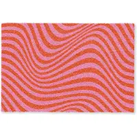 MuchoWow Deurmat 60x40 cm - Droogloopmat Golvend patroon - Rood - Roze - Lijnen - Mat voor binnen - Schoonloopmat - Deurmatten met print - Inloopmat