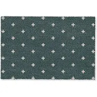 MuchoWow Deurmat 90x60 cm - Droogloopmat Plusjes patroon - Groen - Wit - Print - Mat voor binnen - Schoonloopmat - Deurmatten met print - Inloopmat