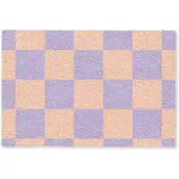 MuchoWow Deurmat 90x60 cm - Droogloopmat Schaakbord patroon - Paars - Roze - Blokjes - Mat voor binnen - Schoonloopmat - Deurmatten met print - Inloopmat