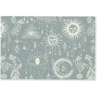 MuchoWow Deurmat 90x60 cm - Droogloopmat Boho - Print - Blauw - Zon - Ogen - Zen - Mat voor binnen - Schoonloopmat - Deurmatten met print - Inloopmat