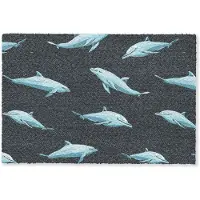 MuchoWow Deurmat 60x40 cm - Droogloopmat Dolfijnen - Patroon - Blauw - Grijs - Mat voor binnen - Schoonloopmat - Deurmatten met print - Inloopmat
