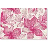 MuchoWow Deurmat 90x60 cm - Droogloopmat Bloemen - Patroon - Roze - Wit - Mat voor binnen - Schoonloopmat - Deurmatten met print - Inloopmat