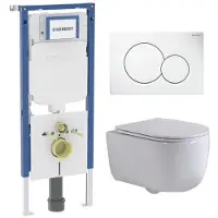 Geberit QeramiQ Dely Swirl Toiletset - 36.5x53cm - UP720 Duofix Sigma inbouwreservoir - slim zitting - witte sigma bedieningsplaat - ronde knoppen - wit mat SW1237202/0700518/SW1000766/SW1026257