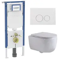 Geberit QeramiQ Dely Swirl Toiletset - 36.3x51.7cm - UP720 Duofix Sigma inbouwreservoir - slim zitting - glans witte bedieningsplaat - ronde knoppen - wit glans SW1237202/SW706186/SW1000766/SW1026256