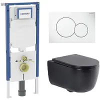 Geberit QeramiQ Dely Swirl Toiletset - 36.5x53cm - UP720 Duofix Sigma inbouwreservoir - slim zitting - bedieningsplaat Sigma wit - ronde knoppen - mat zwart SW1237202/0700518/SW1000768/SW1026258
