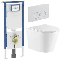 Geberit QeramiQ Dely Toiletset - UP720 inbouwreservoir - witte bedieningsplaat - toilet - zitting - glans wit SW730486/SW1237202/SW1026255/SW1159504