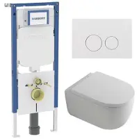 Geberit QeramiQ Dely Swirl Toiletset - 36.3x51.7cm - UP720 Duofix Sigma inbouwreservoir - 35mm zitting - glans witte bedieningsplaat - ronde knoppen - wit mat SW1237202/SW706186/SW1000767/SW1026257