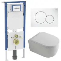 Geberit QeramiQ Dely Swirl Toiletset - 36.5x53cm - UP720 Duofix Sigma inbouwreservoir - 35mm zitting - witte sigma bedieningsplaat - ronde knoppen - wit mat SW1237202/0700518/SW1000767/SW1026257