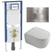 Geberit QeramiQ Dely Swirl Toiletset - 36.3x51.7cm - UP720 Duofix Sigma inbouwreservoir - 35mm zitting - bedieningsplaat steel - ronde knoppen - mat wit SW1237202/SW706194/SW1000767/SW1026257