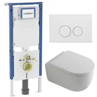 Geberit QeramiQ Dely Swirl Toiletset - 36.3x51.7cm - diepspoel - rimless - UP720 Duofix Sigma inbouwreservoir - 35mm zitting - mat witte metalen bedieningsplaat - ronde knoppen - mat wit